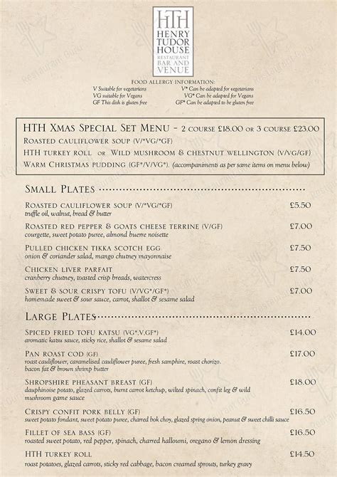 henry tudor shrewsbury menu.